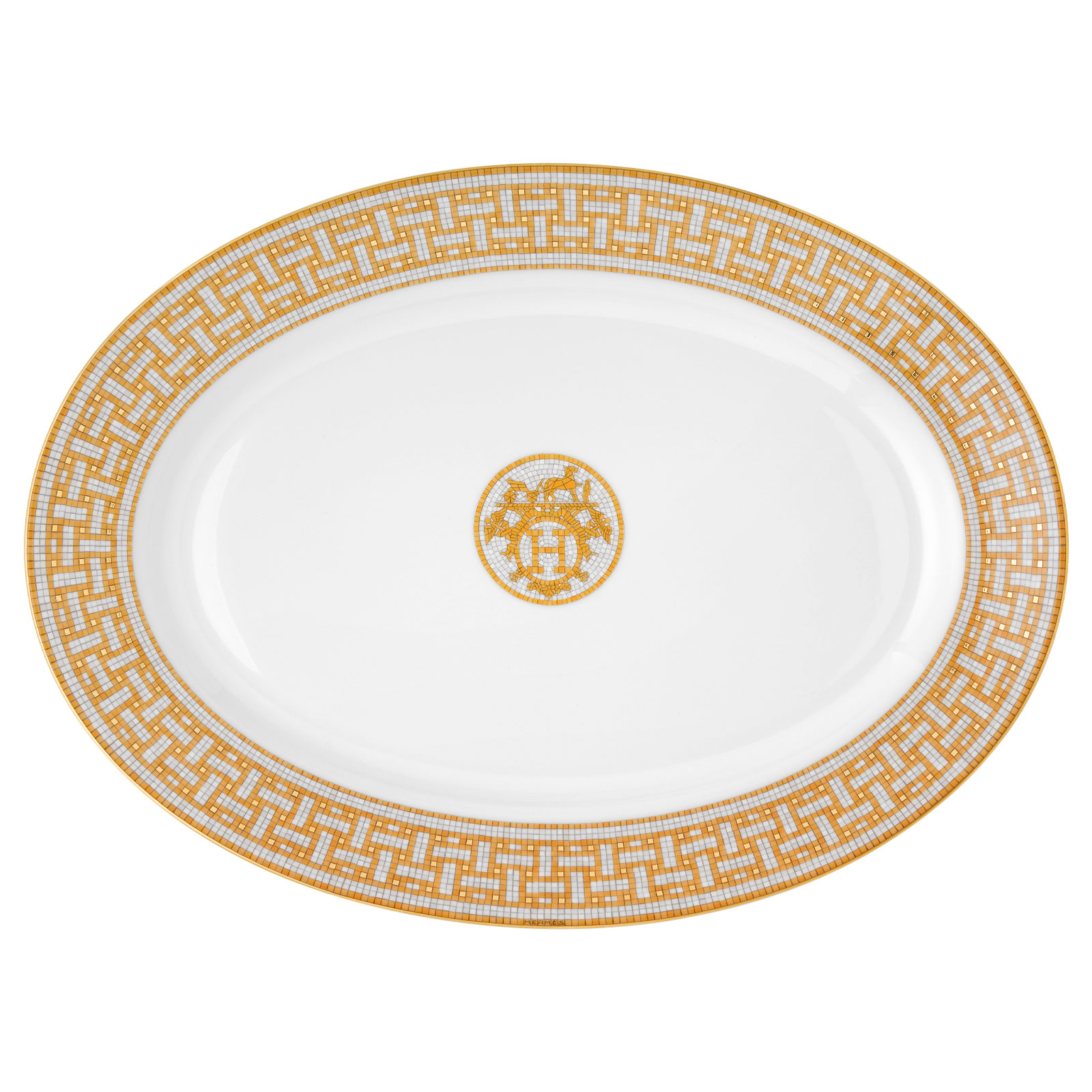 HERMÈS Paris Mosaïque au 24 Gold Platte oval 42cm